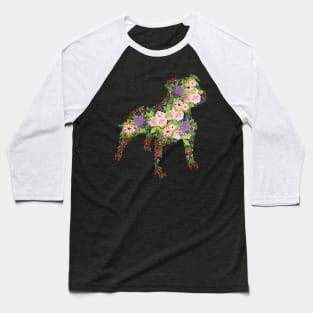 Floral Staffordshire Bull Terrier Baseball T-Shirt